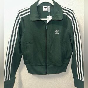 Adidas Knitted Green Jacket with White Stripes